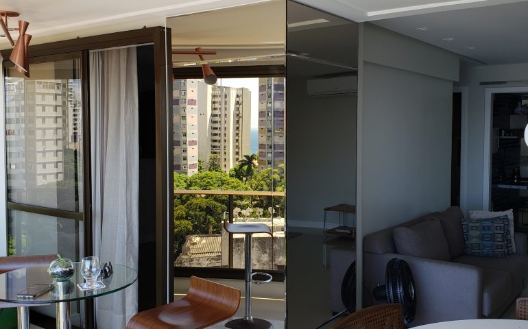 Coluna espelho bronze